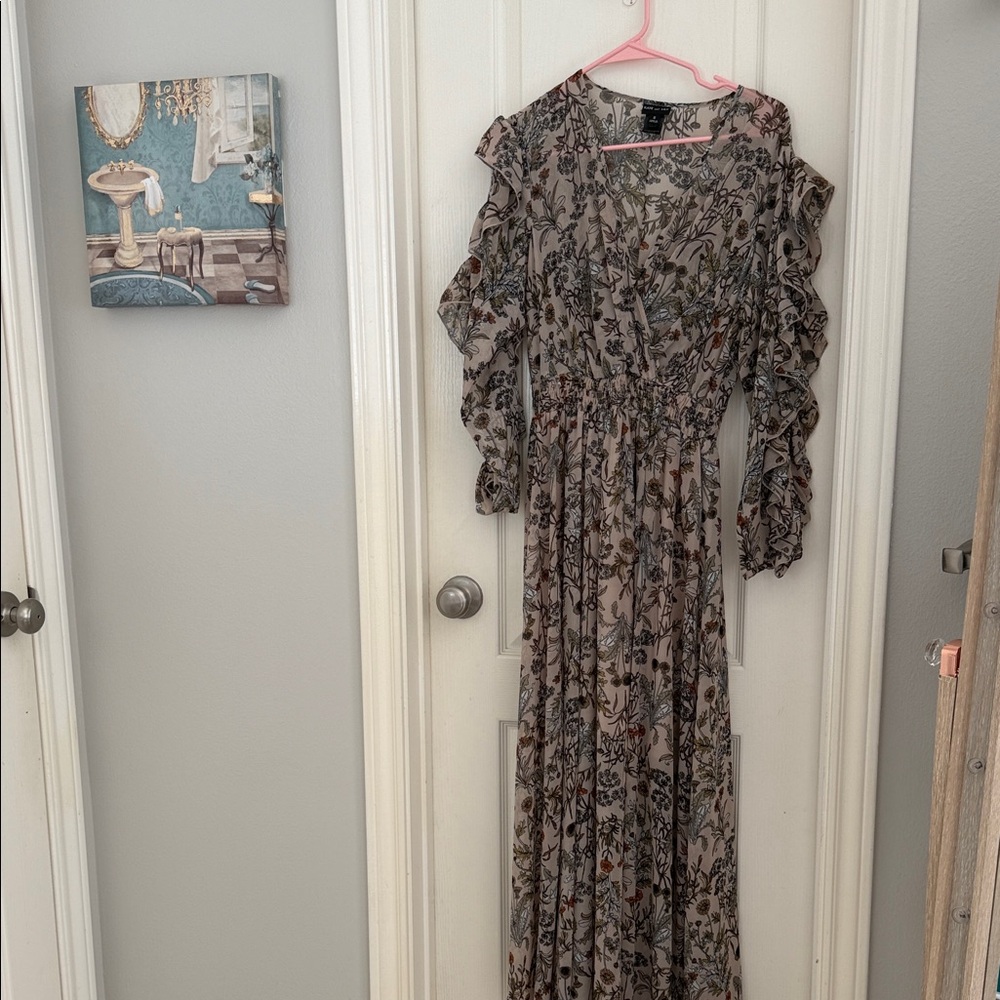 Chic Long Sleeve Floral Maxi Dress